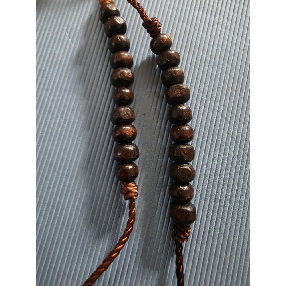 Our Lady of the Rosary of Fatima Silver Metal Cross Wood Beads Necklace Marian - Picture 6 of 8